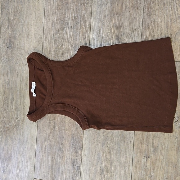 Mango Chocolate Brown Ribbed High Neck Tank Top - Picture 2 of 6